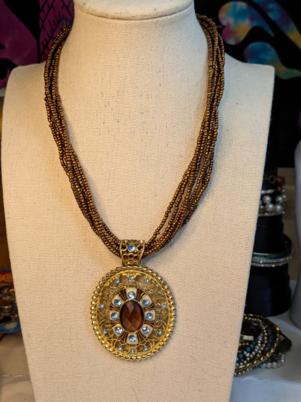 Vintage Renaissance Revival Filigree Pendant Necklace